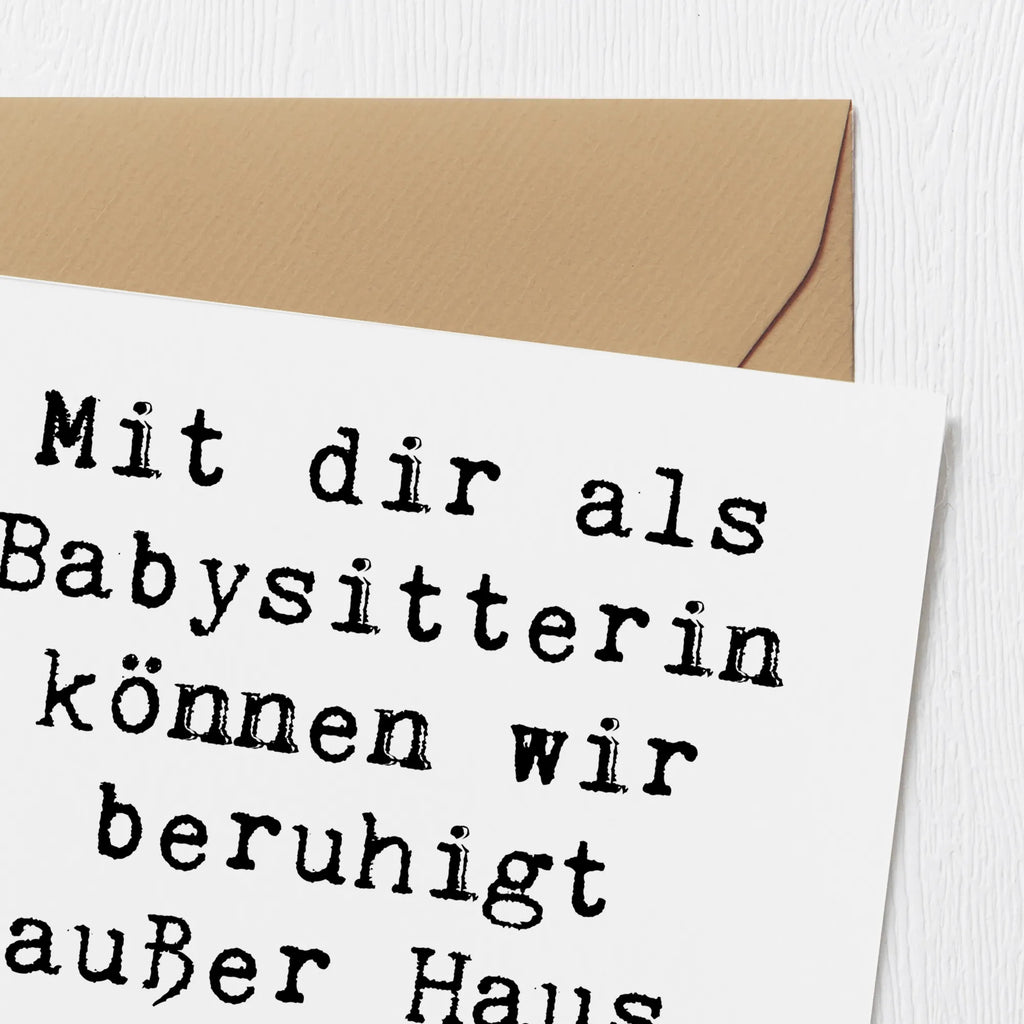 Deluxe Card Saying Mit dir als Babysitterin können wir beruhigt außer Haus gehen - danke für alles! Karte, Grußkarte, Klappkarte, Einladungskarte, Glückwunschkarte, Hochzeitskarte, Geburtstagskarte, Hochwertige Grußkarte, Hochwertige Klappkarte