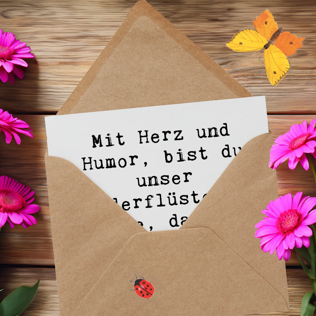 Deluxe Card Saying Mit Herz und Humor, bist du unser Kinderflüsterer! Danke, dass du an unserer Seite bist, wenn wir dich brauchen. Karte, Grußkarte, Klappkarte, Einladungskarte, Glückwunschkarte, Hochzeitskarte, Geburtstagskarte, Hochwertige Grußkarte, Hochwertige Klappkarte