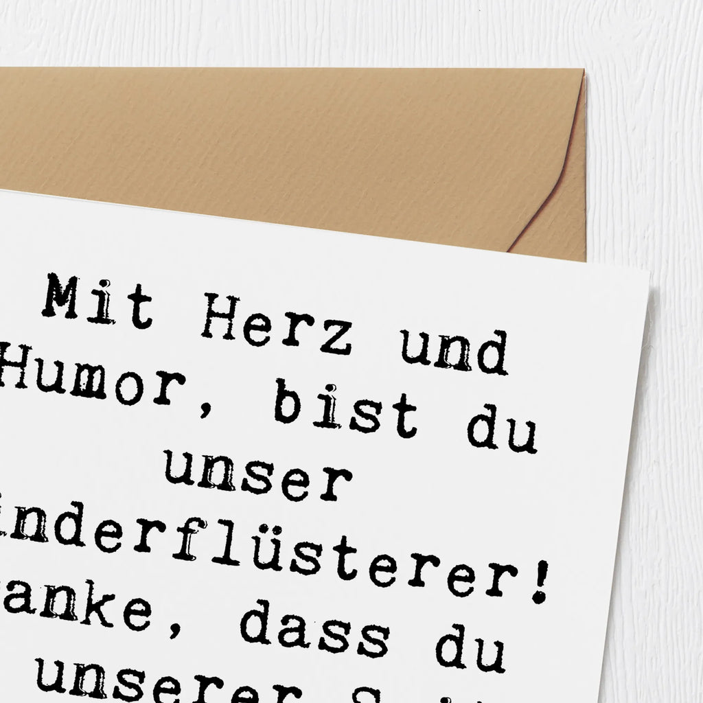 Deluxe Card Saying Mit Herz und Humor, bist du unser Kinderflüsterer! Danke, dass du an unserer Seite bist, wenn wir dich brauchen. Karte, Grußkarte, Klappkarte, Einladungskarte, Glückwunschkarte, Hochzeitskarte, Geburtstagskarte, Hochwertige Grußkarte, Hochwertige Klappkarte