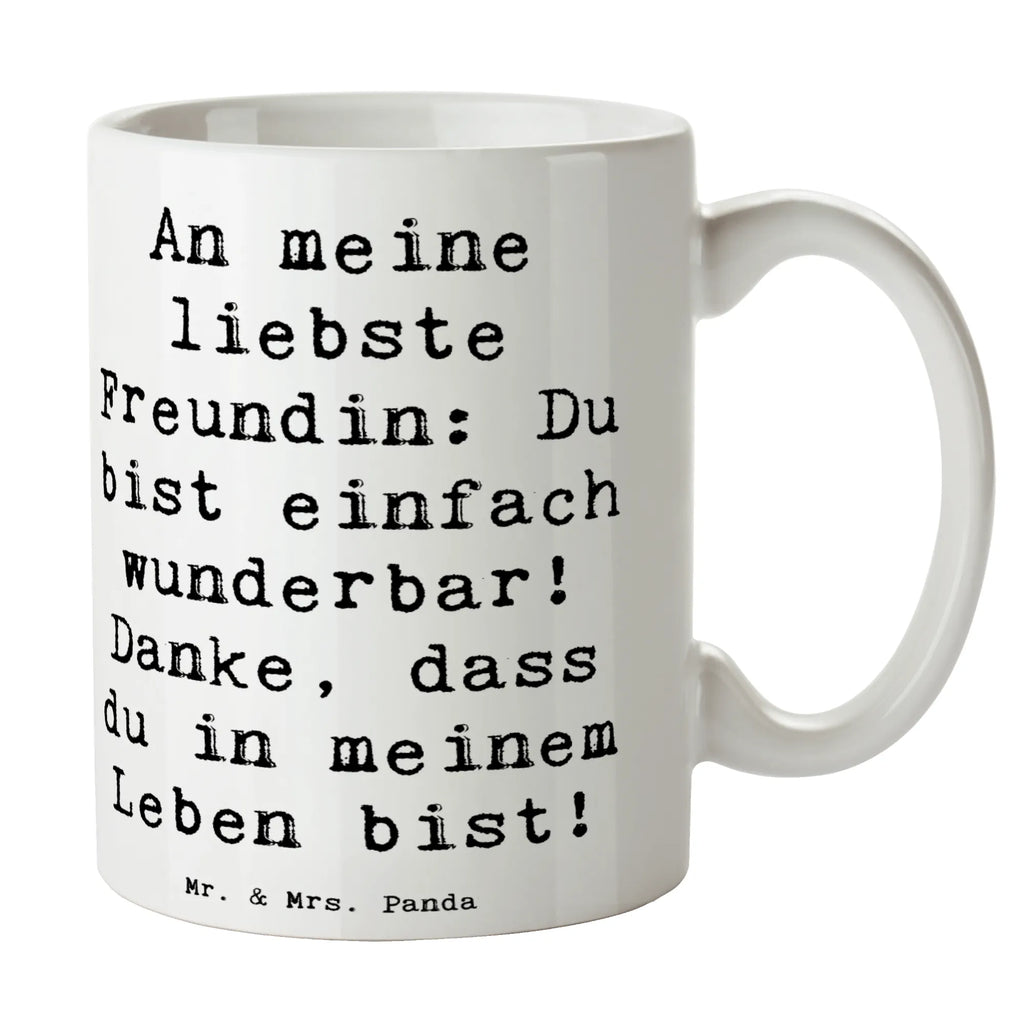 Tasse Spruch Liebste Freundin Tasse mit Zitaten, Teetasse, Tasse, Keramiktasse, Kaffeetasse, Tasse mit Motiven, Bürotasse, Geschenktasse, Porzellantasse, sprüche, zitate, spruch kollektion, inspiration, motivation, lebensweisheiten, geschenkideen, wanddeko, wohnaccessoires, sprüche sammlung, schöne sprüche, glück, liebe, freude, lächeln, alltag verschönern, nachhaltige geschenke, dekoration, kreativ, einzigartig, shopify, mr and mrs panda