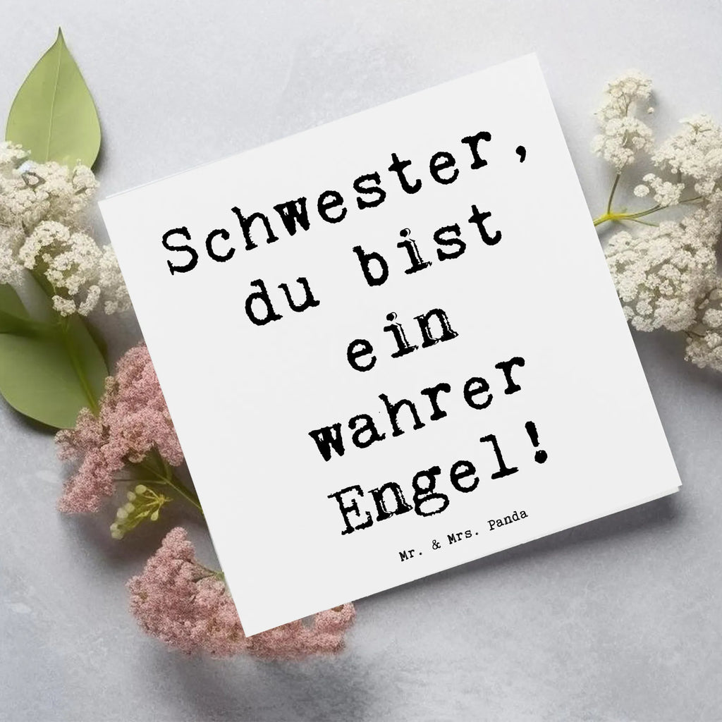Deluxe Card Saying Schwester, du bist ein wahrer Engel! Hochwertige Klappkarte, Karte, Einladungskarte, Hochzeitskarte, Glückwunschkarte, Grußkarte, Geburtstagskarte, Hochwertige Grußkarte, Klappkarte