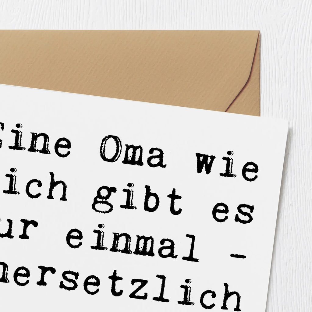 Deluxe Card Saying Eine Oma wie dich gibt es nur einmal - unersetzlich und wunderbar! Karte, Grußkarte, Klappkarte, Einladungskarte, Glückwunschkarte, Hochzeitskarte, Geburtstagskarte, Hochwertige Grußkarte, Hochwertige Klappkarte