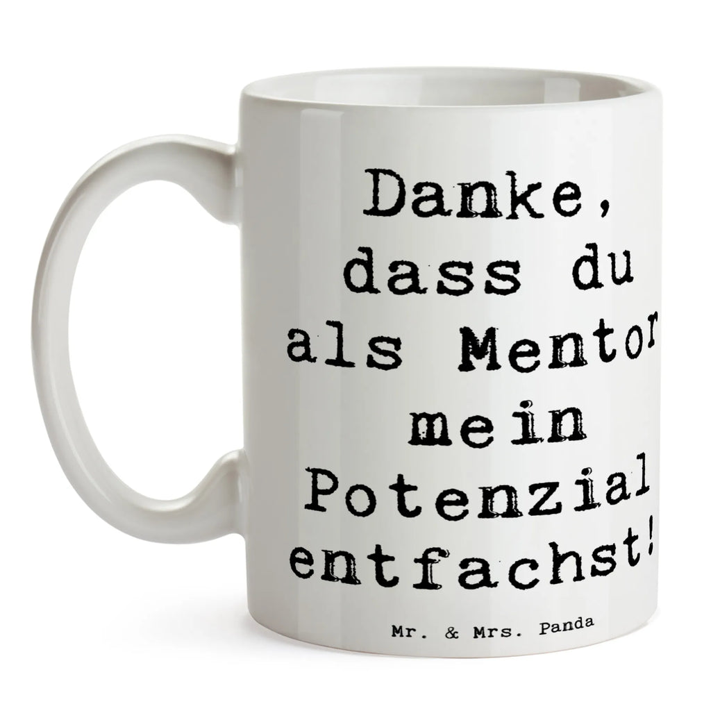 Tasse Spruch Mentor Potenzial Tasse, Keramiktasse, Tasse mit Motiven, Geschenktasse, Tasse mit Zitaten, Bürotasse, Teetasse, Kaffeetasse, Porzellantasse, sprüche, zitate, spruch kollektion, inspiration, motivation, lebensweisheiten, geschenkideen, wanddeko, wohnaccessoires, sprüche sammlung, schöne sprüche, glück, liebe, freude, lächeln, alltag verschönern, nachhaltige geschenke, dekoration, kreativ, einzigartig, shopify, mr and mrs panda