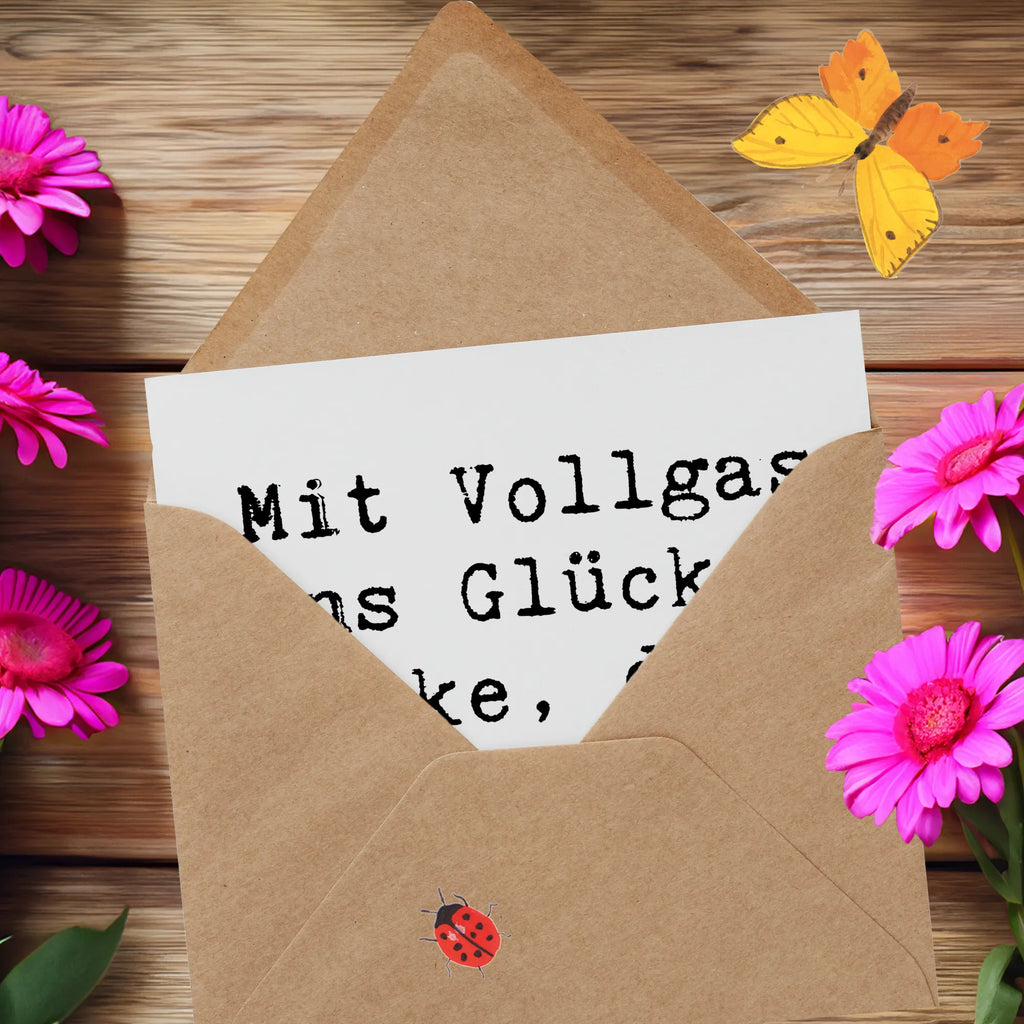 Deluxe Card Saying Mit Vollgas ins Glück - Danke, dass Sie uns fahren! Hochzeitskarte, Klappkarte, Hochwertige Grußkarte, Geburtstagskarte, Hochwertige Klappkarte, Karte, Grußkarte, Einladungskarte, Glückwunschkarte