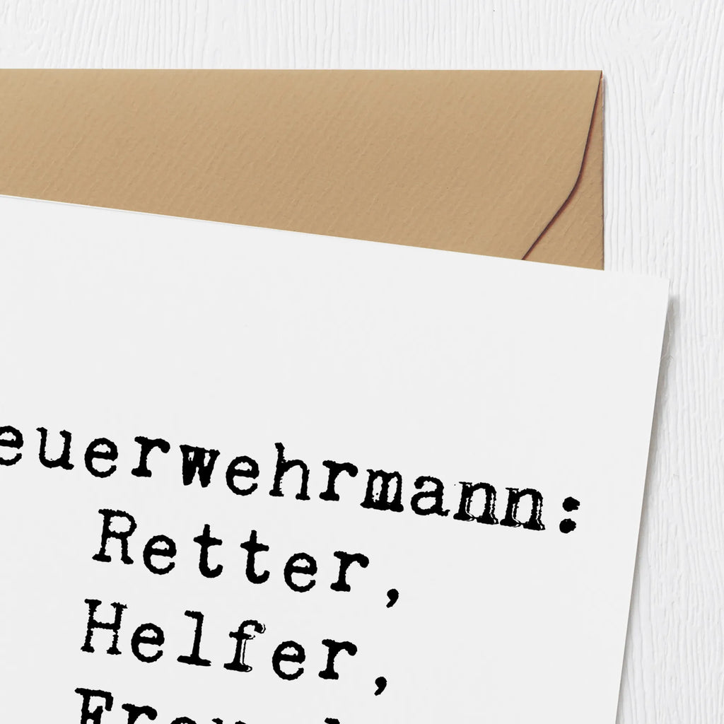 Deluxe Card Saying Feuerwehrmann: Retter, Helfer, Freund. Karte, Grußkarte, Klappkarte, Einladungskarte, Glückwunschkarte, Hochzeitskarte, Geburtstagskarte, Hochwertige Grußkarte, Hochwertige Klappkarte