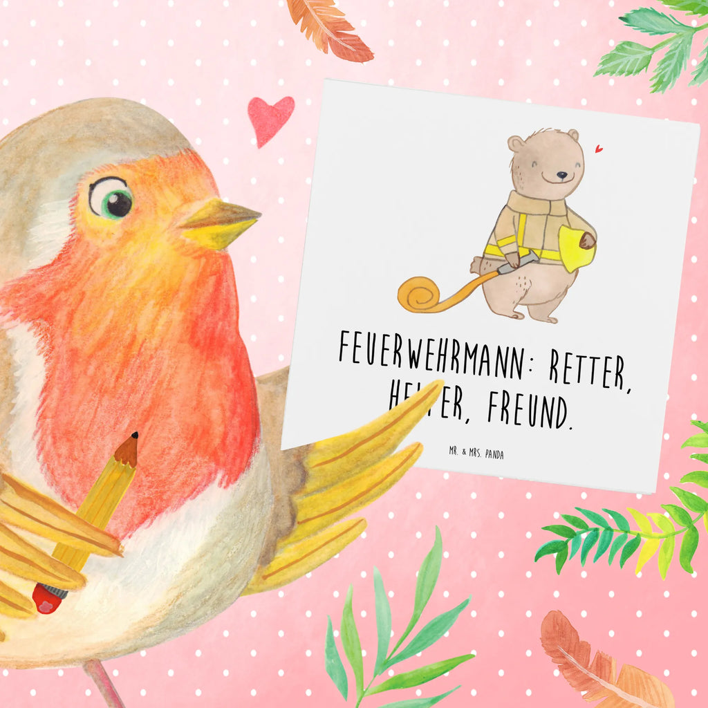 Deluxe Card Feuerwehrmann: Retter, Helfer, Freund. Grußkarte, Hochwertige Grußkarte, Hochwertige Klappkarte, Geburtstagskarte, Karte, Klappkarte, Hochzeitskarte, Glückwunschkarte, Einladungskarte, sprüche, zitate, spruch kollektion, inspiration, motivation, lebensweisheiten, geschenkideen, wanddeko, wohnaccessoires, sprüche sammlung, schöne sprüche, glück, liebe, freude, lächeln, alltag verschönern, nachhaltige geschenke, dekoration, kreativ, einzigartig, shopify, mr and mrs panda