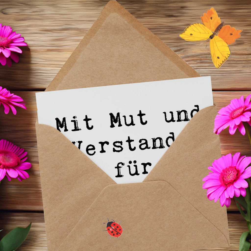 Deluxe Card Saying Mit Mut und Verstand, für Sicherheit im Land! Karte, Glückwunschkarte, Grußkarte, Geburtstagskarte, Hochwertige Klappkarte, Hochwertige Grußkarte, Hochzeitskarte, Einladungskarte, Klappkarte