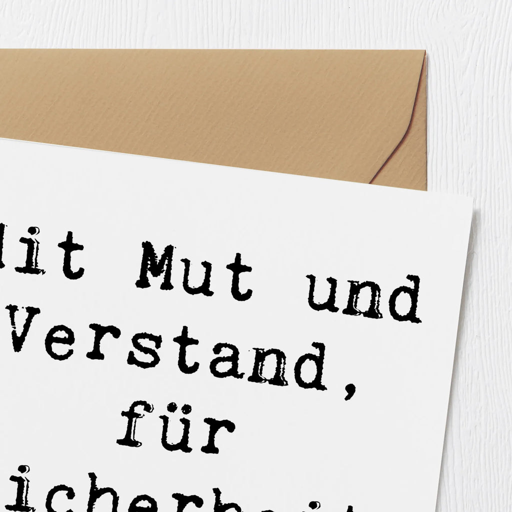 Deluxe Card Saying Mit Mut und Verstand, für Sicherheit im Land! Karte, Glückwunschkarte, Grußkarte, Geburtstagskarte, Hochwertige Klappkarte, Hochwertige Grußkarte, Hochzeitskarte, Einladungskarte, Klappkarte