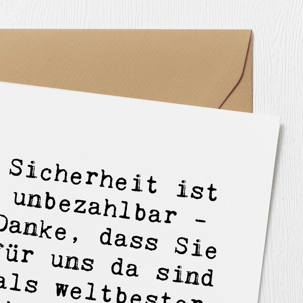 Deluxe Card Saying Sicherheit ist unbezahlbar - Danke, dass Sie für uns da sind als weltbester Sicherheitsdienst! Karte, Grußkarte, Klappkarte, Einladungskarte, Glückwunschkarte, Hochzeitskarte, Geburtstagskarte, Hochwertige Grußkarte, Hochwertige Klappkarte
