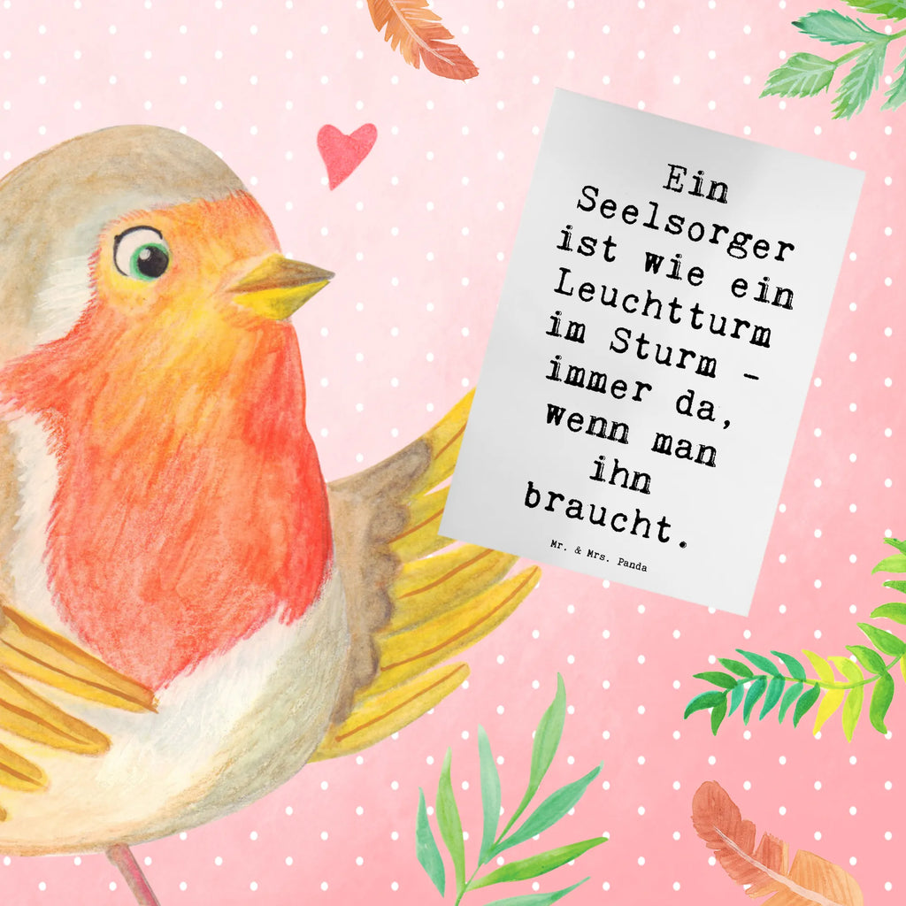 Greetings card Saying Ein Seelsorger ist wie ein Leuchtturm im Sturm - immer da, wenn man ihn braucht. Grußkarte, Ansichtskarten, Einladungskarte, Geburtstagskarte, Glückwunschkarte, Karte, Klappkarte, Hochzeitskarte