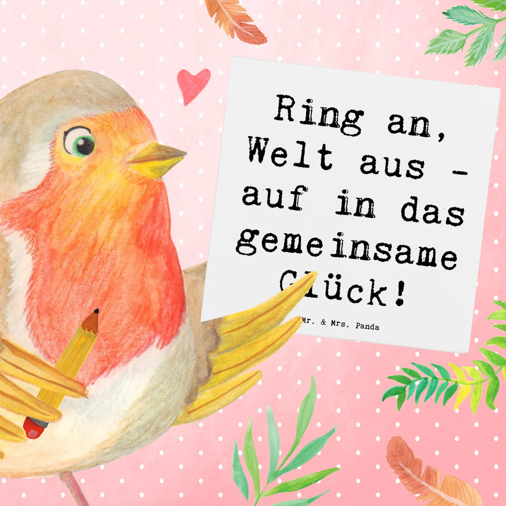Deluxe Card Saying Ring an, Welt aus - auf in das gemeinsame Glück! Karte, Hochwertige Klappkarte, Geburtstagskarte, Glückwunschkarte, Hochzeitskarte, Grußkarte, Einladungskarte, Hochwertige Grußkarte, Klappkarte, Hochzeit, Hochzeitsgeschenk, Ehe, Hochzeitsfeier, Trauung, Trauungsgeschenk, Verlobungsfeier, Verlobungsgeschenk, Hochzeitsgeschenkideen, Hochzeitsgeschenke für Brautpaar