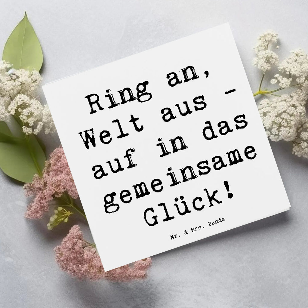 Deluxe Card Saying Ring an, Welt aus - auf in das gemeinsame Glück! Karte, Hochwertige Klappkarte, Geburtstagskarte, Glückwunschkarte, Hochzeitskarte, Grußkarte, Einladungskarte, Hochwertige Grußkarte, Klappkarte, Hochzeit, Hochzeitsgeschenk, Ehe, Hochzeitsfeier, Trauung, Trauungsgeschenk, Verlobungsfeier, Verlobungsgeschenk, Hochzeitsgeschenkideen, Hochzeitsgeschenke für Brautpaar