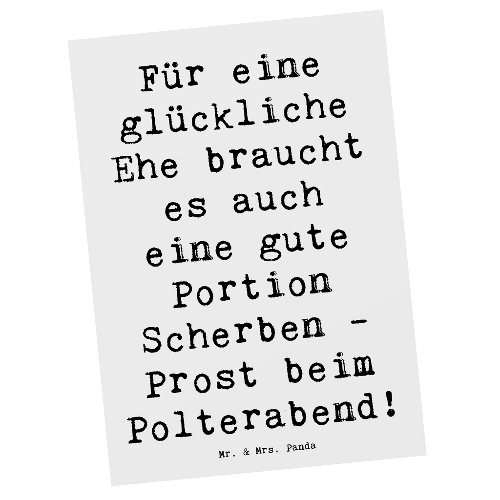 Postcard Saying Für eine glückliche Ehe braucht es auch eine gute Portion Scherben - Prost beim Polterabend! Karte, Grußkarte, Geburtstagskarte, Geschenkkarte, Einladungskarten Geburtstag, Dankeskarte, Postkarte, Ansichtskarten, Einladungskarte, Einladung Geburtstag, Ansichtskarte, Einladung, Hochzeit, Hochzeitsgeschenk, Ehe, Hochzeitsfeier, Trauung, Trauungsgeschenk, Hochzeitskarte, Verlobungsfeier, Verlobungsgeschenk, Hochzeitsgeschenkideen, Hochzeitsgeschenke für Brautpaar