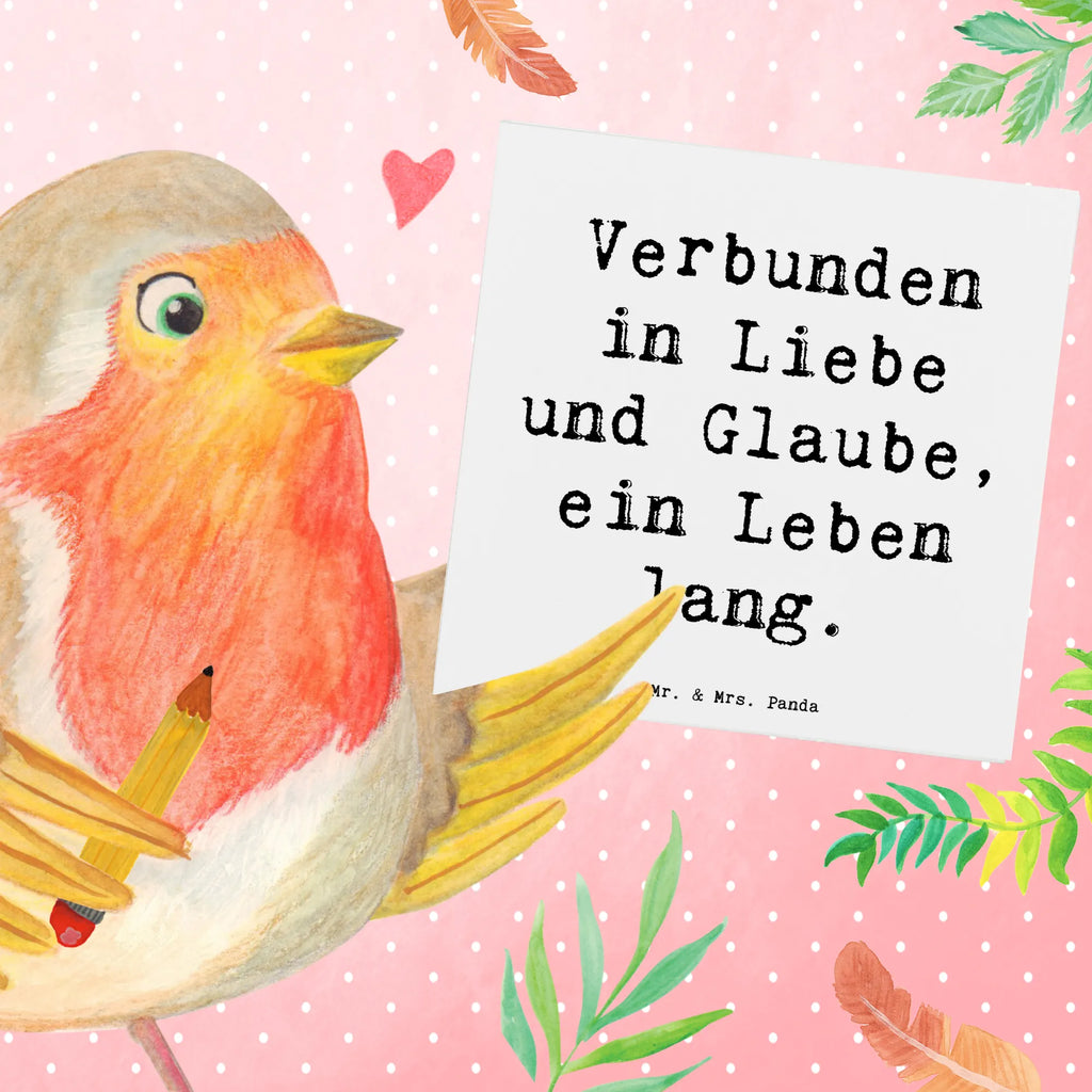 Deluxe Card Saying Verbunden in Liebe und Glaube, ein Leben lang. Karte, Grußkarte, Klappkarte, Einladungskarte, Glückwunschkarte, Hochzeitskarte, Geburtstagskarte, Hochwertige Grußkarte, Hochwertige Klappkarte, Hochzeit, Hochzeitsgeschenk, Ehe, Hochzeitsfeier, Trauung, Trauungsgeschenk, Verlobungsfeier, Verlobungsgeschenk, Hochzeitsgeschenkideen, Hochzeitsgeschenke für Brautpaar