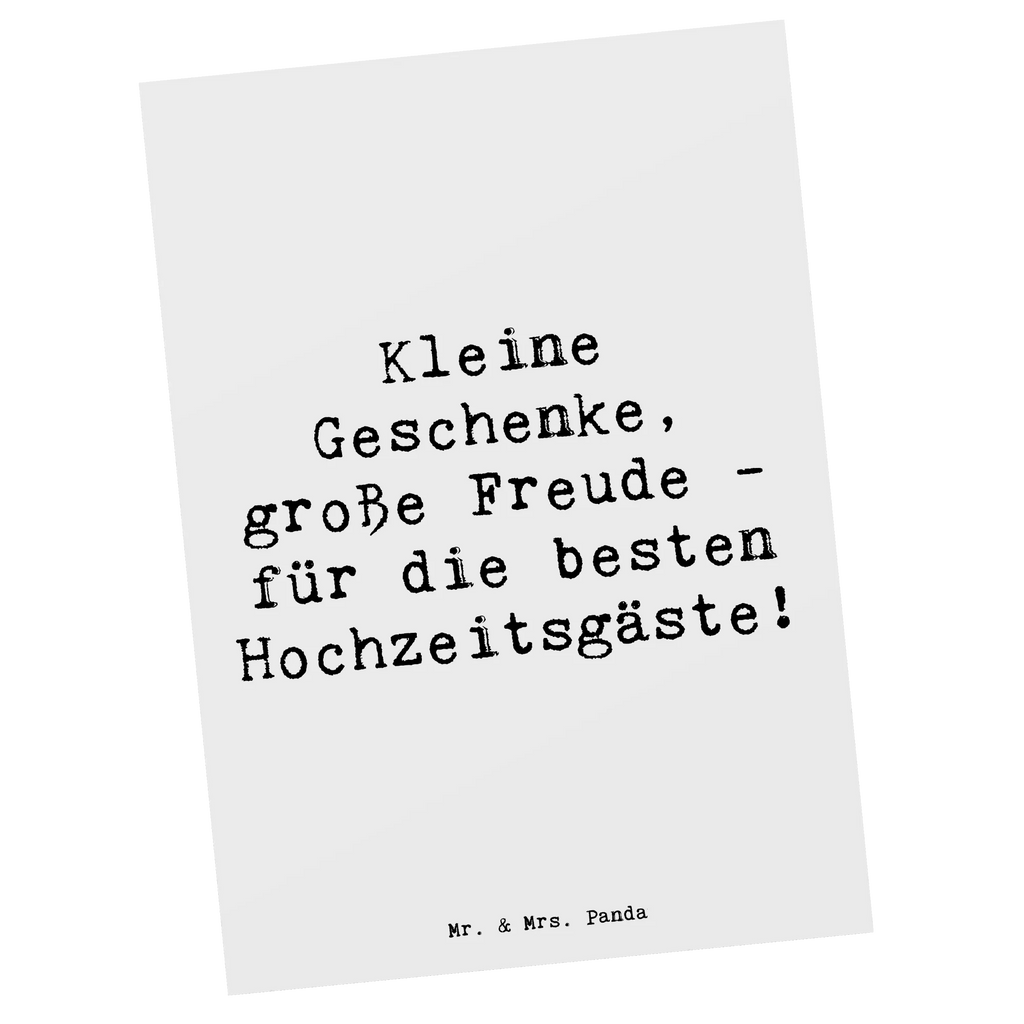 Postcard Saying Kleine Geschenke, große Freude - für die besten Hochzeitsgäste! Geburtstagskarte, Geschenkkarte, Einladung, Dankeskarte, Ansichtskarten, Karte, Postkarte, Einladungskarten Geburtstag, Ansichtskarte, Einladungskarte, Grußkarte, Einladung Geburtstag, Hochzeit, Hochzeitsgeschenk, Ehe, Hochzeitsfeier, Trauung, Trauungsgeschenk, Hochzeitskarte, Verlobungsfeier, Verlobungsgeschenk, Hochzeitsgeschenkideen, Hochzeitsgeschenke für Brautpaar