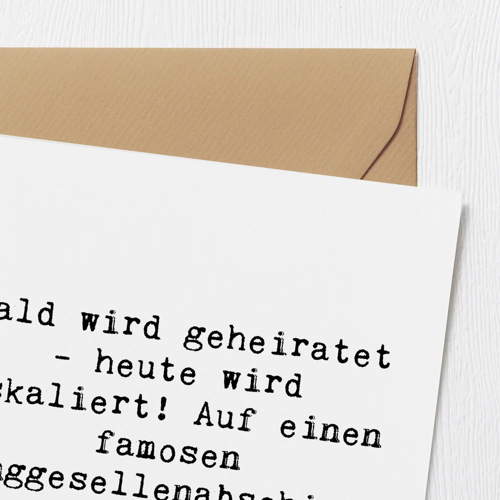 Deluxe Card Saying Bald wird geheiratet - heute wird eskaliert! Auf einen famosen Junggesellenabschied! Karte, Grußkarte, Klappkarte, Einladungskarte, Glückwunschkarte, Hochzeitskarte, Geburtstagskarte, Hochwertige Grußkarte, Hochwertige Klappkarte, Hochzeit, Hochzeitsgeschenk, Ehe, Hochzeitsfeier, Trauung, Trauungsgeschenk, Verlobungsfeier, Verlobungsgeschenk, Hochzeitsgeschenkideen, Hochzeitsgeschenke für Brautpaar