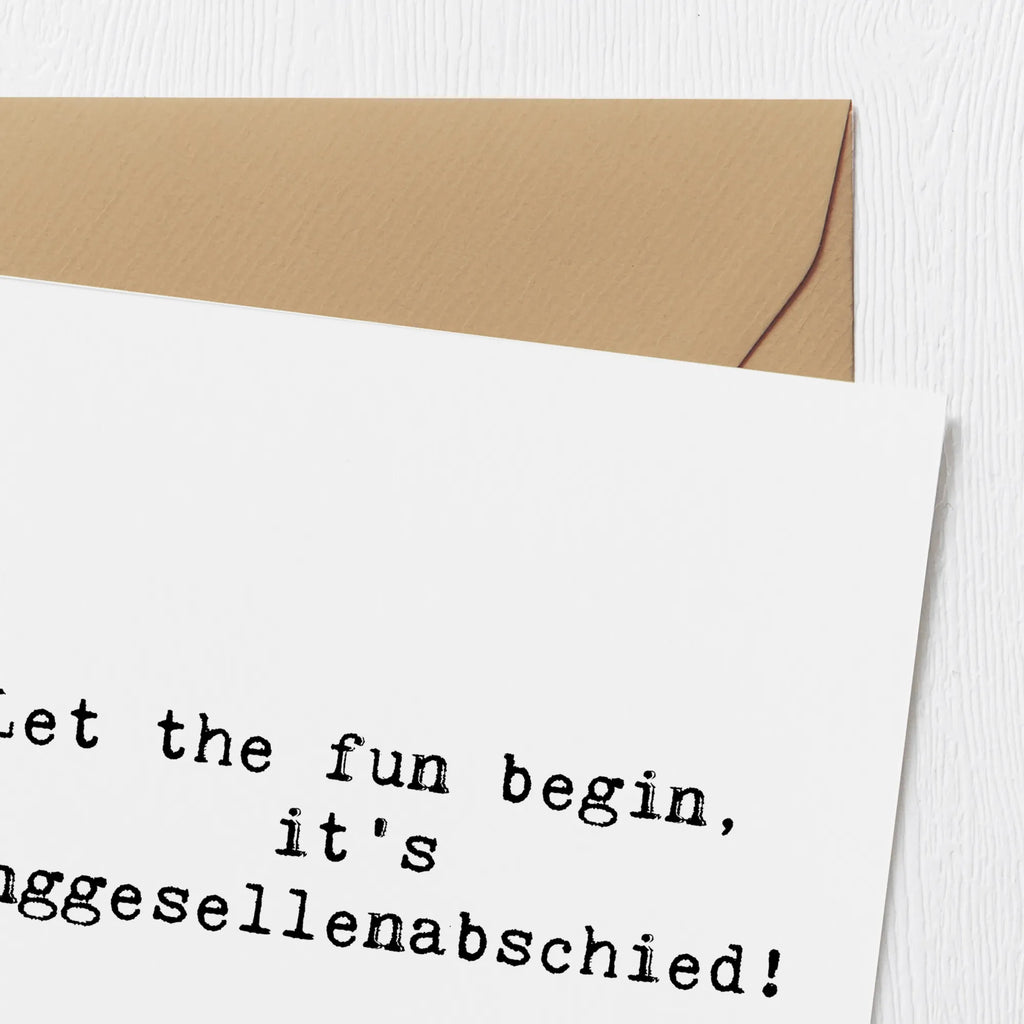 Deluxe Card Saying Let the fun begin, it's Junggesellenabschied! Karte, Grußkarte, Klappkarte, Einladungskarte, Glückwunschkarte, Hochzeitskarte, Geburtstagskarte, Hochwertige Grußkarte, Hochwertige Klappkarte, Hochzeit, Hochzeitsgeschenk, Ehe, Hochzeitsfeier, Trauung, Trauungsgeschenk, Verlobungsfeier, Verlobungsgeschenk, Hochzeitsgeschenkideen, Hochzeitsgeschenke für Brautpaar