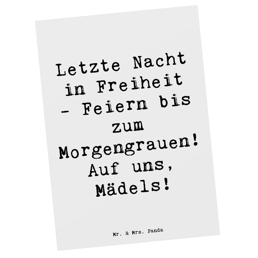 Postcard Saying Letzte Nacht in Freiheit - Feiern bis zum Morgengrauen! Auf uns, Mädels! Einladungskarten Geburtstag, Karte, Postkarte, Dankeskarte, Ansichtskarte, Einladung Geburtstag, Einladung, Ansichtskarten, Geschenkkarte, Einladungskarte, Geburtstagskarte, Grußkarte, Hochzeit, Hochzeitsgeschenk, Ehe, Hochzeitsfeier, Trauung, Trauungsgeschenk, Hochzeitskarte, Verlobungsfeier, Verlobungsgeschenk, Hochzeitsgeschenkideen, Hochzeitsgeschenke für Brautpaar