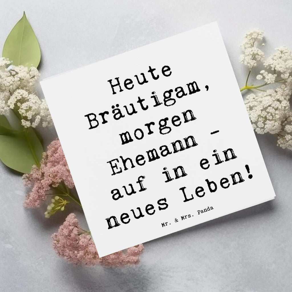Deluxe Card Saying Heute Bräutigam, morgen Ehemann - auf in ein neues Leben! Klappkarte, Glückwunschkarte, Grußkarte, Geburtstagskarte, Karte, Hochzeitskarte, Hochwertige Klappkarte, Hochwertige Grußkarte, Einladungskarte, Hochzeit, Hochzeitsgeschenk, Ehe, Hochzeitsfeier, Trauung, Trauungsgeschenk, Verlobungsfeier, Verlobungsgeschenk, Hochzeitsgeschenkideen, Hochzeitsgeschenke für Brautpaar