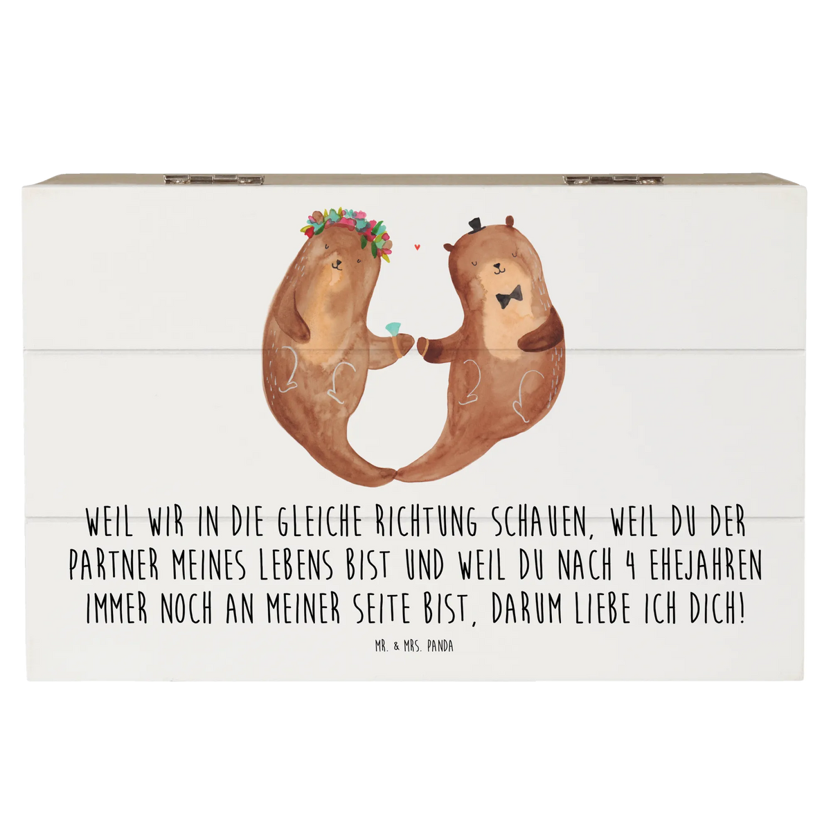Skrzynia drewniana Weil wir in die gleiche Richtung schauen, weil du der Partner meines Lebens bist und weil du nach 4 Ehejahren immer noch an meiner Seite bist, darum liebe ich dich!