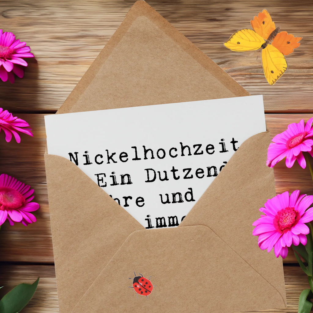 Deluxe Card Saying Nickelhochzeit: Ein Dutzend Jahre und ihr seid immernoch ein wunderbares Team! Einladungskarte, Grußkarte, Hochwertige Grußkarte, Karte, Geburtstagskarte, Hochwertige Klappkarte, Glückwunschkarte, Hochzeitskarte, Klappkarte, Hochzeit, Hochzeitsgeschenk, Ehe, Hochzeitsfeier, Trauung, Trauungsgeschenk, Verlobungsfeier, Verlobungsgeschenk, Hochzeitsgeschenkideen, Hochzeitsgeschenke für Brautpaar