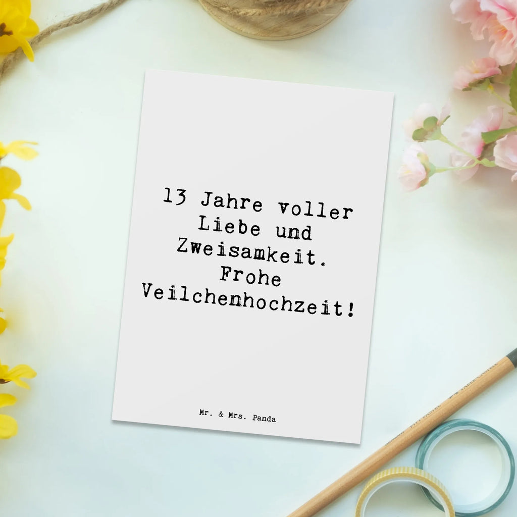 Postcard Saying 13 Jahre voller Liebe und Zweisamkeit. Frohe Veilchenhochzeit! Ansichtskarten, Karte, Einladung Geburtstag, Einladung, Postkarte, Einladungskarten Geburtstag, Dankeskarte, Einladungskarte, Geschenkkarte, Geburtstagskarte, Grußkarte, Ansichtskarte, Hochzeit, Hochzeitsgeschenk, Ehe, Hochzeitsfeier, Trauung, Trauungsgeschenk, Hochzeitskarte, Verlobungsfeier, Verlobungsgeschenk, Hochzeitsgeschenkideen, Hochzeitsgeschenke für Brautpaar