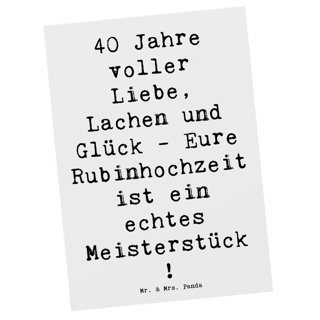 Postcard Saying 40 Jahre voller Liebe, Lachen und Glück - Eure Rubinhochzeit ist ein echtes Meisterstück! Postkarte, Karte, Geschenkkarte, Grußkarte, Einladung, Ansichtskarte, Geburtstagskarte, Einladungskarte, Dankeskarte, Ansichtskarten, Einladung Geburtstag, Einladungskarten Geburtstag, Hochzeit, Hochzeitsgeschenk, Ehe, Hochzeitsfeier, Trauung, Trauungsgeschenk, Hochzeitskarte, Verlobungsfeier, Verlobungsgeschenk, Hochzeitsgeschenkideen, Hochzeitsgeschenke für Brautpaar