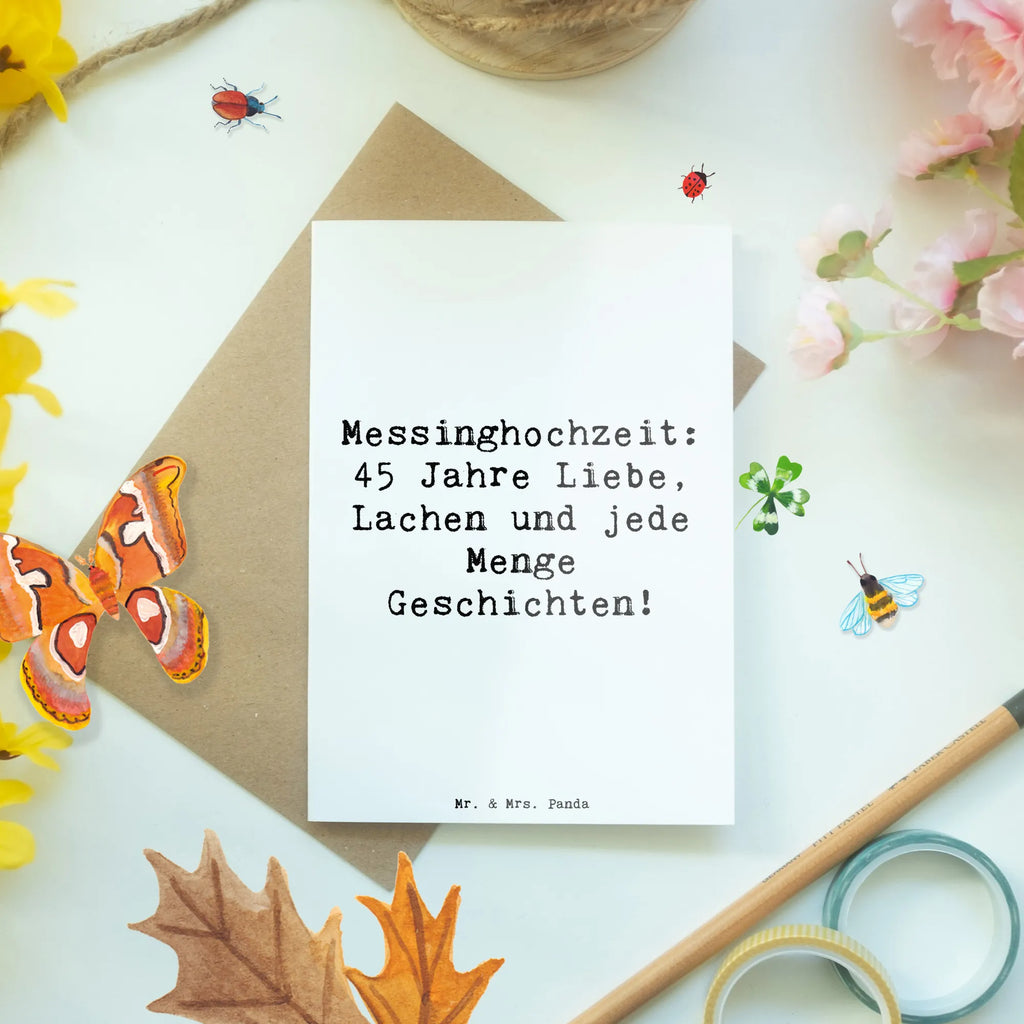 Greetings card Saying Messinghochzeit: 45 Jahre Liebe, Lachen und jede Menge Geschichten! Grußkarte, Klappkarte, Einladungskarte, Glückwunschkarte, Hochzeitskarte, Geburtstagskarte, Karte, Ansichtskarten, Hochzeit, Hochzeitsgeschenk, Ehe, Hochzeitsfeier, Trauung, Trauungsgeschenk, Verlobungsfeier, Verlobungsgeschenk, Hochzeitsgeschenkideen, Hochzeitsgeschenke für Brautpaar