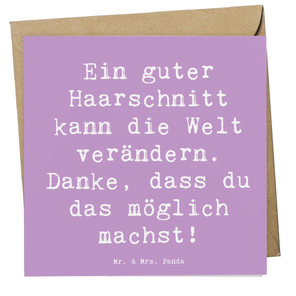Deluxe Card Saying Ein guter Haarschnitt kann die Welt verändern. Danke, dass du das möglich machst! Karte, Grußkarte, Klappkarte, Einladungskarte, Glückwunschkarte, Hochzeitskarte, Geburtstagskarte, Hochwertige Grußkarte, Hochwertige Klappkarte
