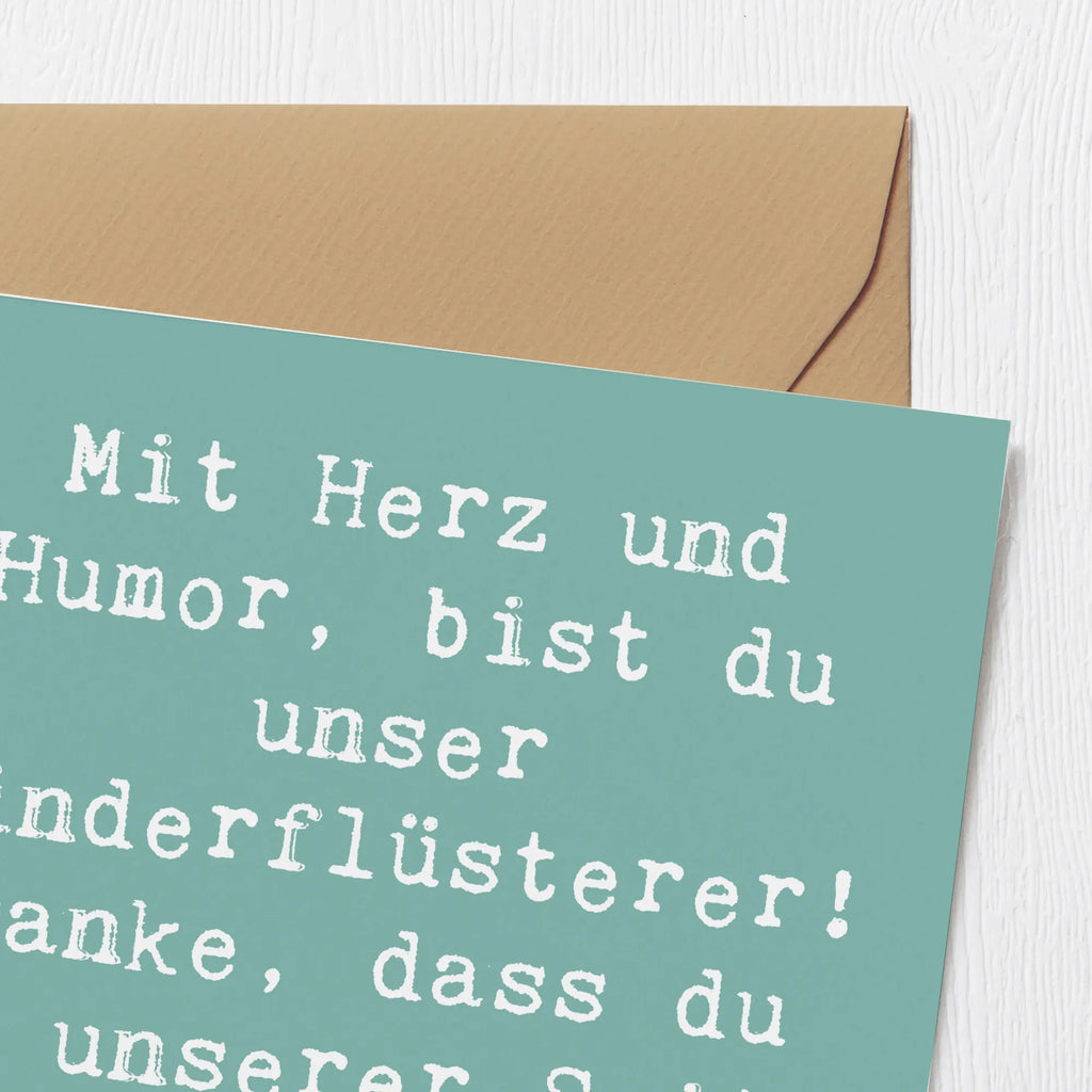 Deluxe Card Saying Mit Herz und Humor, bist du unser Kinderflüsterer! Danke, dass du an unserer Seite bist, wenn wir dich brauchen. Karte, Grußkarte, Klappkarte, Einladungskarte, Glückwunschkarte, Hochzeitskarte, Geburtstagskarte, Hochwertige Grußkarte, Hochwertige Klappkarte