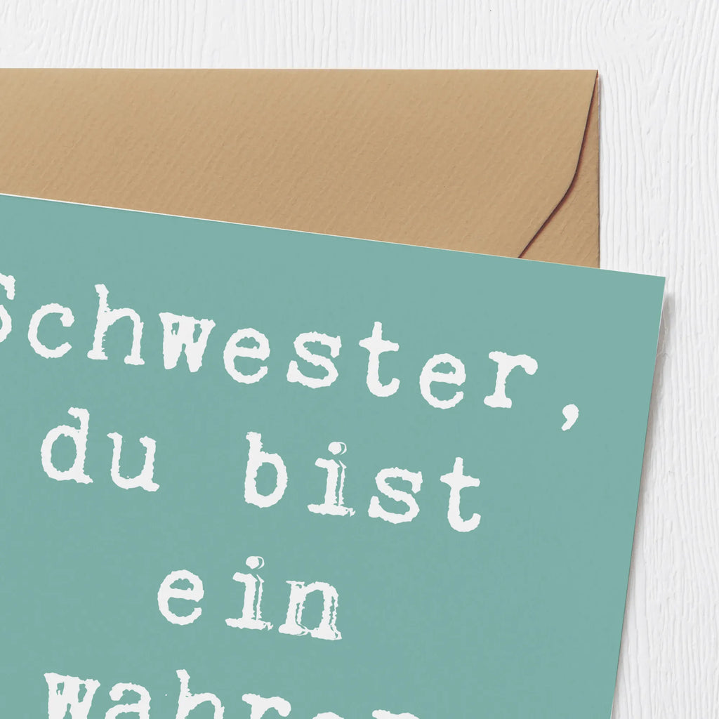 Deluxe Card Saying Schwester, du bist ein wahrer Engel! Hochwertige Klappkarte, Karte, Einladungskarte, Hochzeitskarte, Glückwunschkarte, Grußkarte, Geburtstagskarte, Hochwertige Grußkarte, Klappkarte