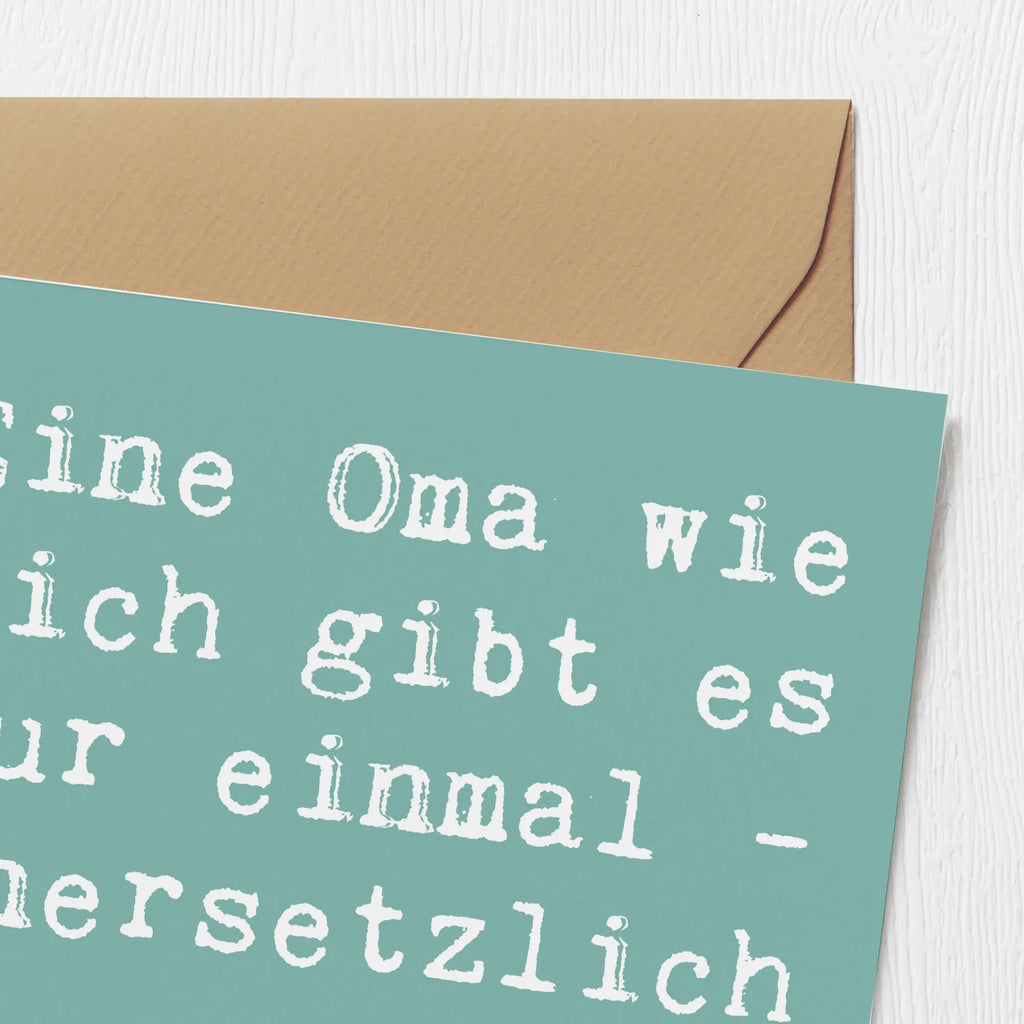 Deluxe Card Saying Eine Oma wie dich gibt es nur einmal - unersetzlich und wunderbar! Karte, Grußkarte, Klappkarte, Einladungskarte, Glückwunschkarte, Hochzeitskarte, Geburtstagskarte, Hochwertige Grußkarte, Hochwertige Klappkarte