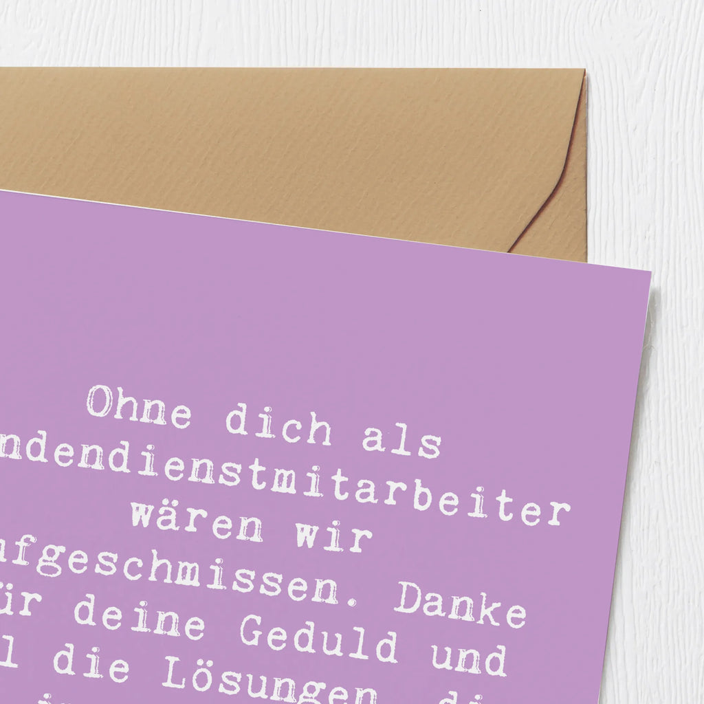 Deluxe Karte Ohne dich als Kundendienstmitarbeiter wären wir aufgeschmissen. Danke für deine Geduld und all die Lösungen, die du immer parat hast! Karte, Grußkarte, Klappkarte, Einladungskarte, Glückwunschkarte, Hochzeitskarte, Geburtstagskarte, Hochwertige Grußkarte, Hochwertige Klappkarte