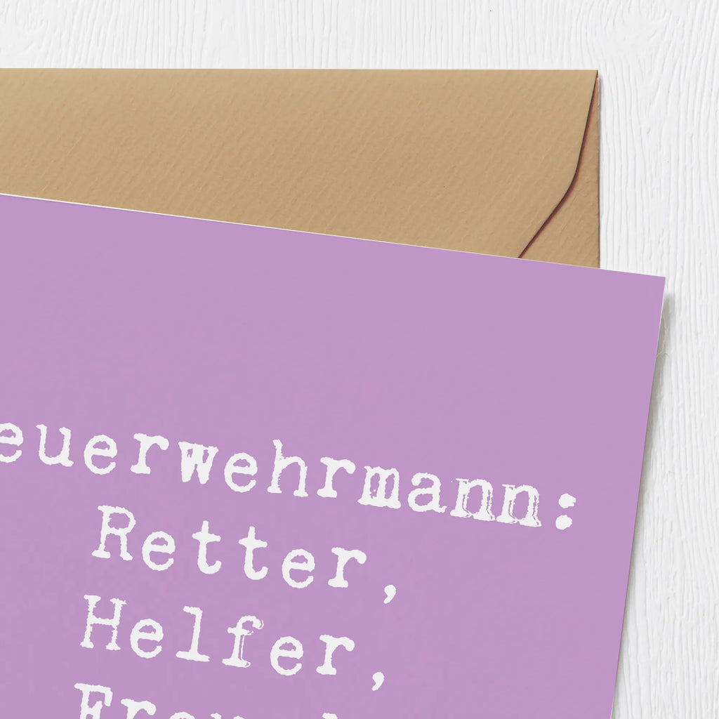 Deluxe Card Saying Feuerwehrmann: Retter, Helfer, Freund. Karte, Grußkarte, Klappkarte, Einladungskarte, Glückwunschkarte, Hochzeitskarte, Geburtstagskarte, Hochwertige Grußkarte, Hochwertige Klappkarte