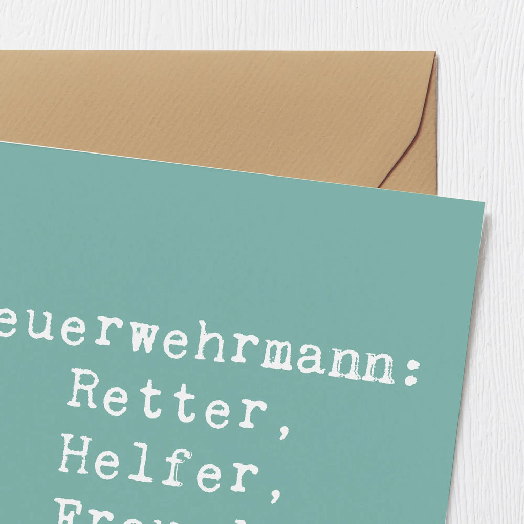 Deluxe Card Saying Feuerwehrmann: Retter, Helfer, Freund. Karte, Grußkarte, Klappkarte, Einladungskarte, Glückwunschkarte, Hochzeitskarte, Geburtstagskarte, Hochwertige Grußkarte, Hochwertige Klappkarte
