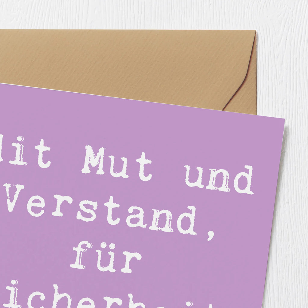 Deluxe Card Saying Mit Mut und Verstand, für Sicherheit im Land! Karte, Glückwunschkarte, Grußkarte, Geburtstagskarte, Hochwertige Klappkarte, Hochwertige Grußkarte, Hochzeitskarte, Einladungskarte, Klappkarte