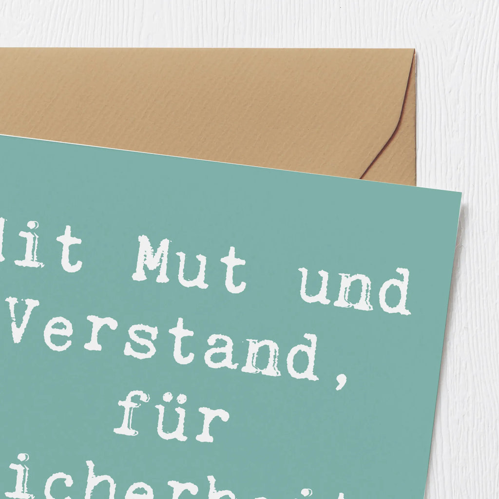 Deluxe Card Saying Mit Mut und Verstand, für Sicherheit im Land! Karte, Glückwunschkarte, Grußkarte, Geburtstagskarte, Hochwertige Klappkarte, Hochwertige Grußkarte, Hochzeitskarte, Einladungskarte, Klappkarte