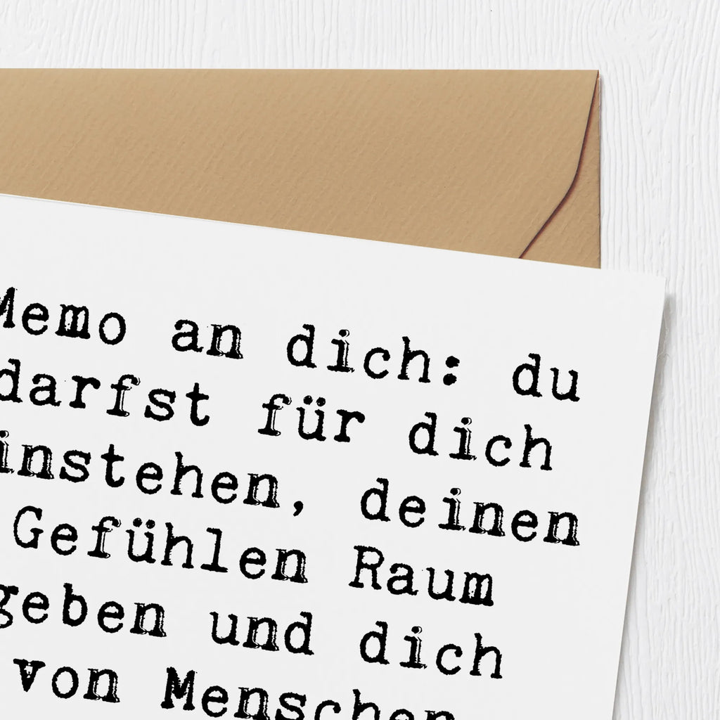 Deluxe Card Saying Memo an dich: du darfst für dich einstehen, deinen Gefühlen Raum geben und dich von Menschen abwenden, die dir nicht gut tun. Karte, Geburtstagskarte, Hochwertige Klappkarte, Hochwertige Grußkarte, Klappkarte, Grußkarte, Einladungskarte, Hochzeitskarte, Glückwunschkarte