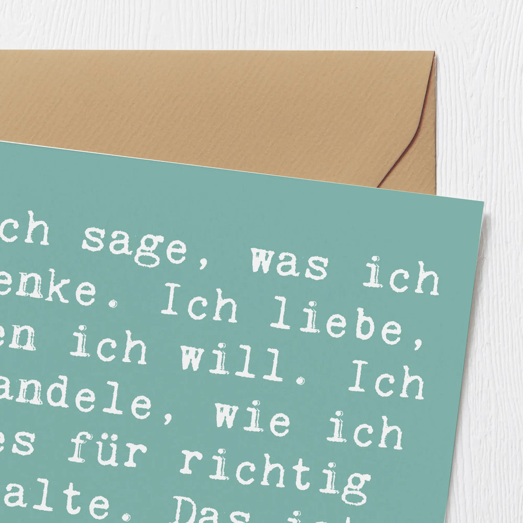 Deluxe Card Saying Ich sage, was ich denke. Ich liebe, wen ich will. Ich handele, wie ich es für richtig halte. Das ist für mich Freiheit!  Geburtstagskarte, Einladungskarte, Glückwunschkarte, Karte, Klappkarte, Hochwertige Klappkarte, Hochwertige Grußkarte, Grußkarte, Hochzeitskarte, sprüche, zitate, spruch kollektion, inspiration, motivation, lebensweisheiten, geschenkideen, wanddeko, wohnaccessoires, sprüche sammlung, schöne sprüche, glück, liebe, freude, lächeln, alltag verschönern, nachhaltige geschenke, dekoration, kreativ, einzigartig, shopify, mr and mrs panda