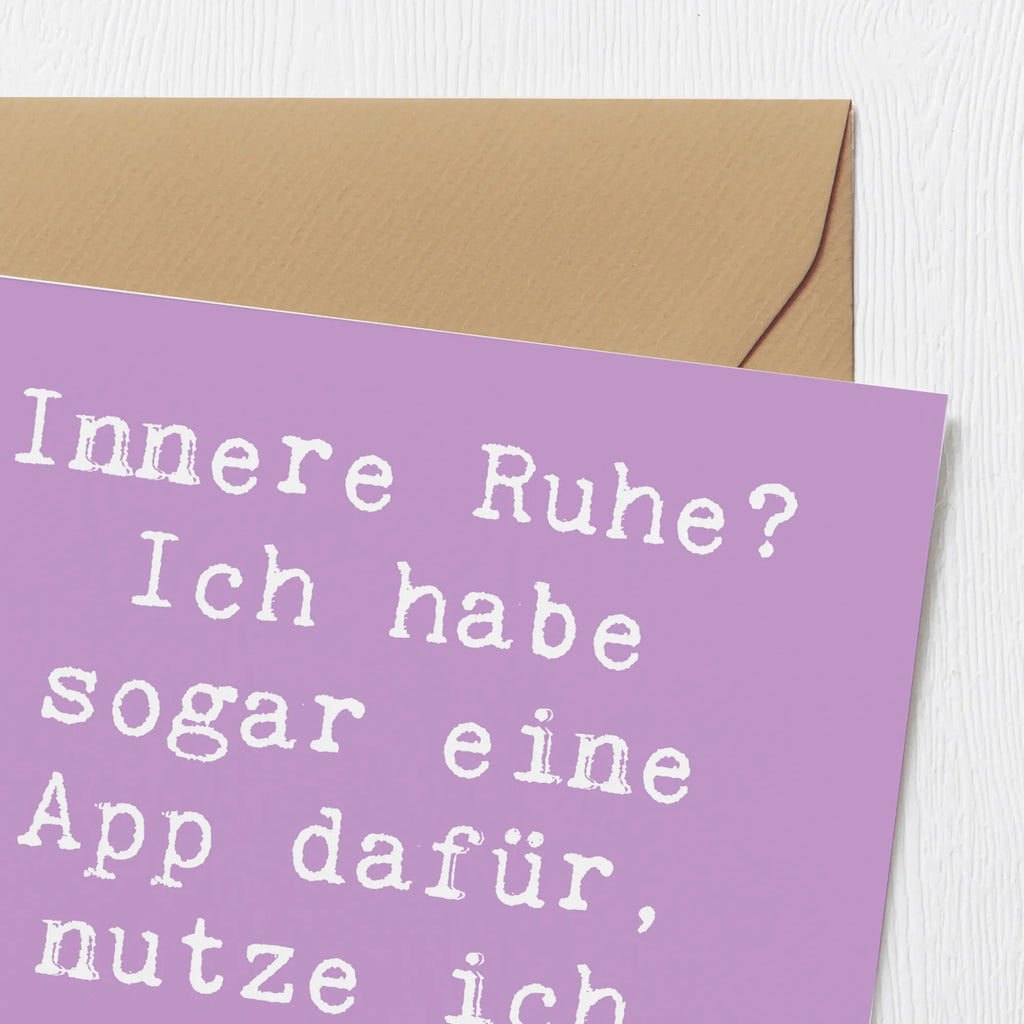 Deluxe Card Saying Innere Ruhe? Ich habe sogar eine App dafür, nutze ich zwischen zwei Panikattacken. Hochwertige Grußkarte, Einladungskarte, Grußkarte, Karte, Hochwertige Klappkarte, Geburtstagskarte, Klappkarte, Hochzeitskarte, Glückwunschkarte
