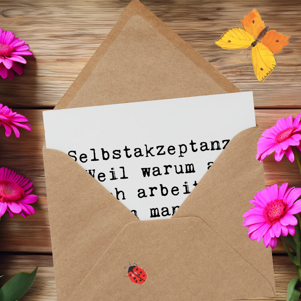 Deluxe Card Saying Selbstakzeptanz: Weil warum an sich arbeiten, wenn man die Fehler umarmen kann? Hochzeitskarte, Einladungskarte, Klappkarte, Glückwunschkarte, Hochwertige Grußkarte, Karte, Grußkarte, Hochwertige Klappkarte, Geburtstagskarte