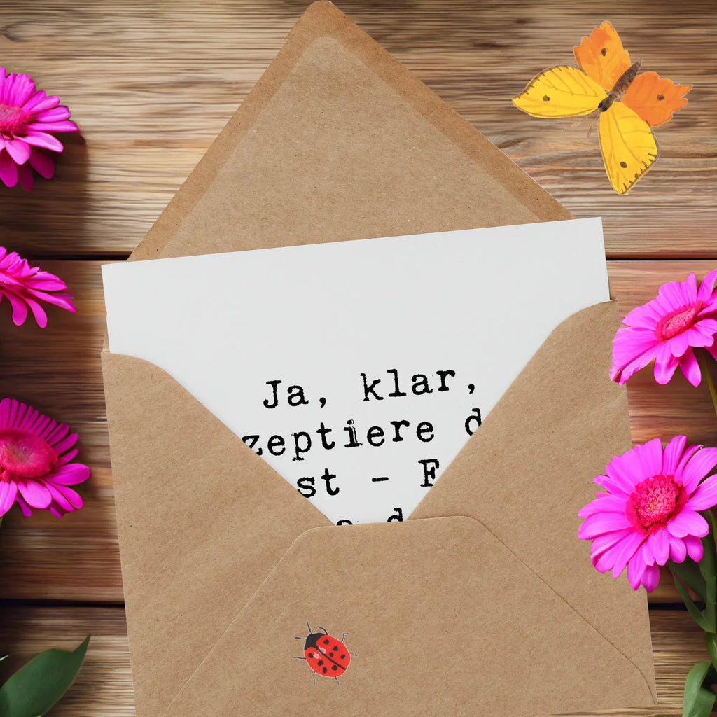 Deluxe Card Saying Ja, klar, akzeptiere dich selbst - Fehler sind ja das neue Trend-Accessoire. faltkarte, Klappkarte, Grußkarte, anlasskarte, Glückwunschkarte, doppelkarte, shopify, schöne sprüche, liebe, freude, lebensweisheiten, alltag verschönern, spruch kollektion, geschenkideen, Einzigartig, mr and mrs panda, sprüche, Kreativ, Dekoration, nachhaltige geschenke, zitate, glück, sprüche sammlung, motivation, wanddeko, inspiration, wohnaccessoires, Lächeln