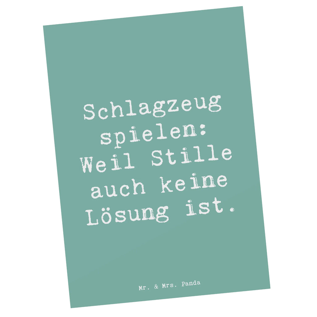 Postcard Saying Schlagzeug spielen: Weil Stille auch keine Lösung ist. Karte, Einladungskarten Geburtstag, Einladung Geburtstag, Geburtstagskarte, Ansichtskarten, Einladungskarte, Geschenkkarte, Ansichtskarte, Einladung, Grußkarte, Dankeskarte, Postkarte, Instrumente, Geschenke Musiker, Musikliebhaber