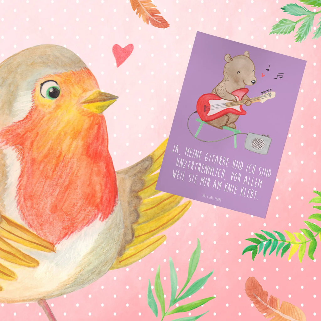 Greetings card Ja, meine Gitarre und ich sind unzertrennlich, vor allem weil sie mir am Knie klebt. Einladungskarte, Grußkarte, Glückwunschkarte, Karte, Ansichtskarten, Geburtstagskarte, Klappkarte, Hochzeitskarte, Instrumente, Geschenke Musiker, Musikliebhaber