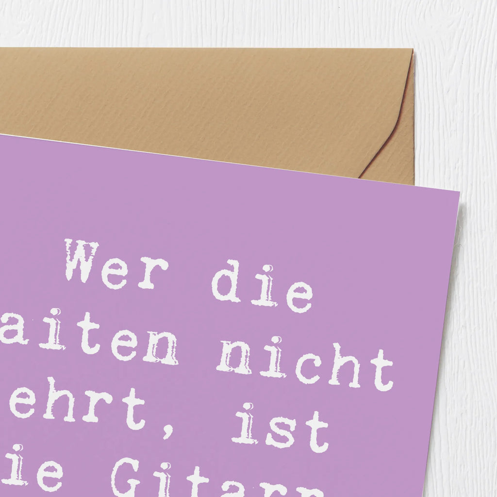 Deluxe Card Saying Wer die Saiten nicht ehrt, ist die Gitarre nicht wert! Klappkarte, Einladungskarte, Hochzeitskarte, Geburtstagskarte, Karte, Hochwertige Klappkarte, Glückwunschkarte, Grußkarte, Hochwertige Grußkarte, Instrumente, Geschenke Musiker, Musikliebhaber