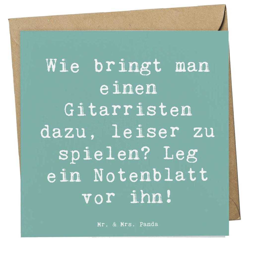 Deluxe Card Saying Wie bringt man einen Gitarristen dazu, leiser zu spielen? Leg ein Notenblatt vor ihn! Karte, Grußkarte, Hochzeitskarte, Hochwertige Klappkarte, Geburtstagskarte, Hochwertige Grußkarte, Klappkarte, Einladungskarte, Glückwunschkarte, Instrumente, Geschenke Musiker, Musikliebhaber