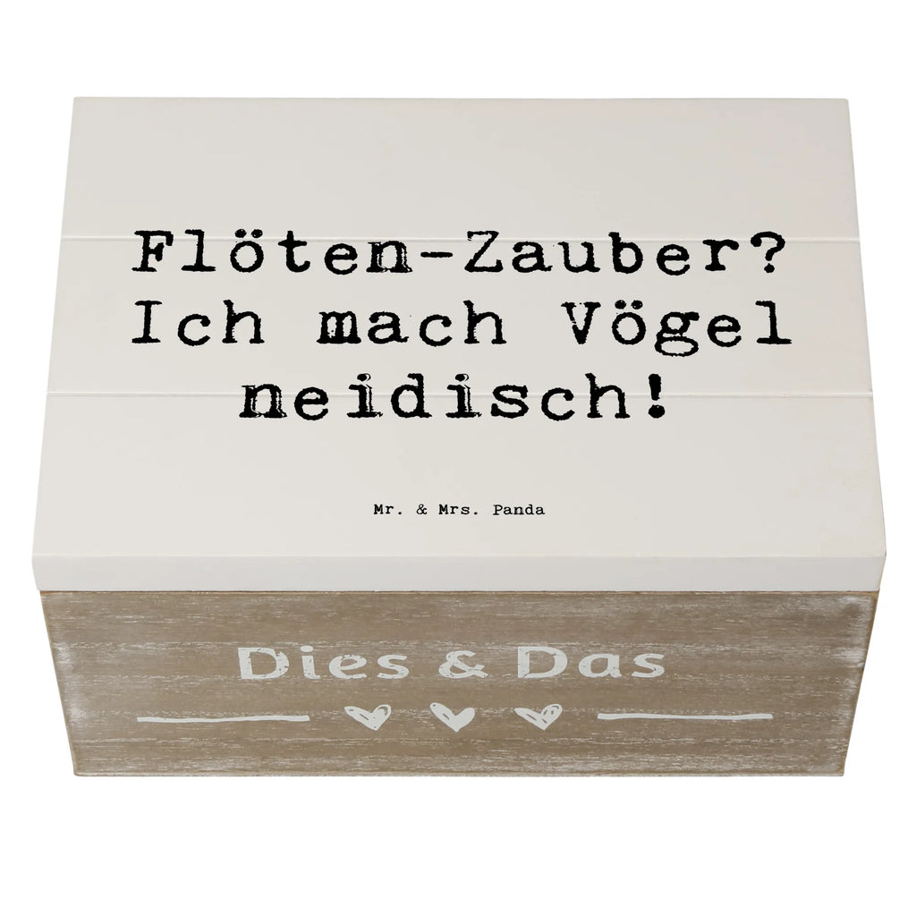 Wooden chest Saying Flöten-Zauber? Ich mach Vögel neidisch! Schatulle, Truhe, Aufbewahrungsbox, Geschenkbox, Erinnerungsbox, Kiste, Erinnerungskiste, Geschenkdose, Schatzkiste, Holzkiste, XXL, Dekokiste, Instrumente, Geschenke Musiker, Musikliebhaber
