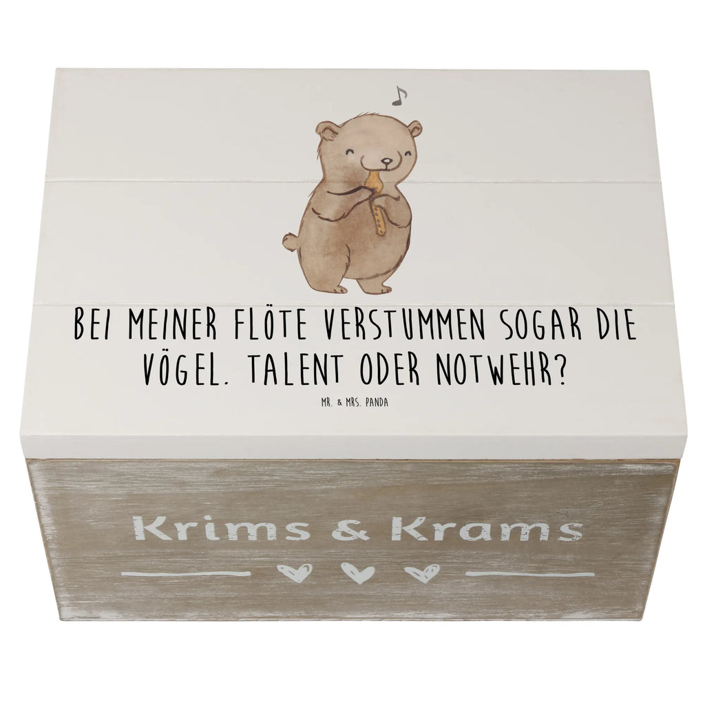 Wooden chest Bei meiner Flöte verstummen sogar die Vögel. Talent oder Notwehr? Holzkiste, Aufbewahrungsbox, Kiste, Truhe, Dekokiste, Geschenkdose, XXL, Geschenkbox, Schatzkiste, Erinnerungsbox, Erinnerungskiste, Schatulle, Instrumente, Geschenke Musiker, Musikliebhaber