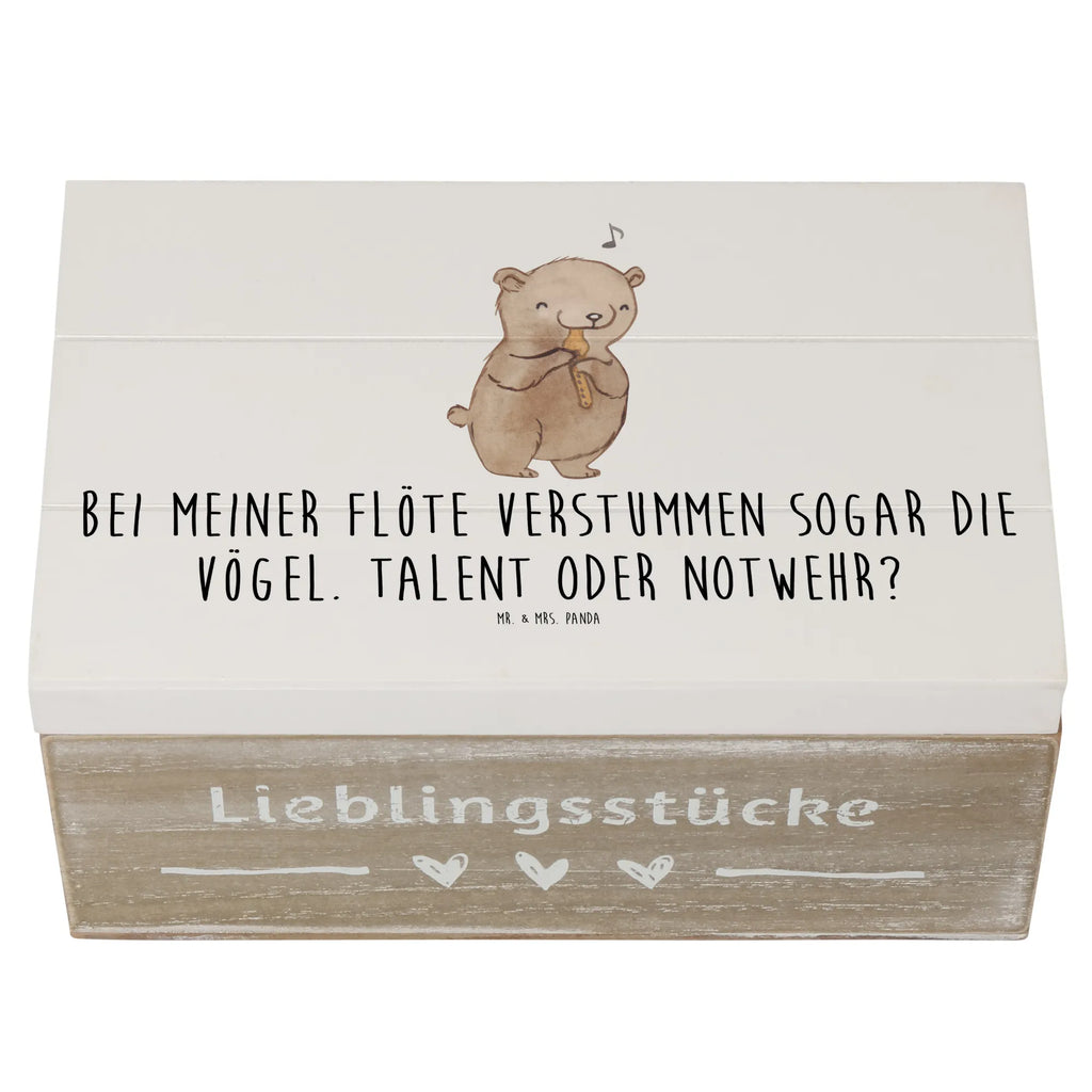 Wooden chest Bei meiner Flöte verstummen sogar die Vögel. Talent oder Notwehr? Holzkiste, Aufbewahrungsbox, Kiste, Truhe, Dekokiste, Geschenkdose, XXL, Geschenkbox, Schatzkiste, Erinnerungsbox, Erinnerungskiste, Schatulle, Instrumente, Geschenke Musiker, Musikliebhaber
