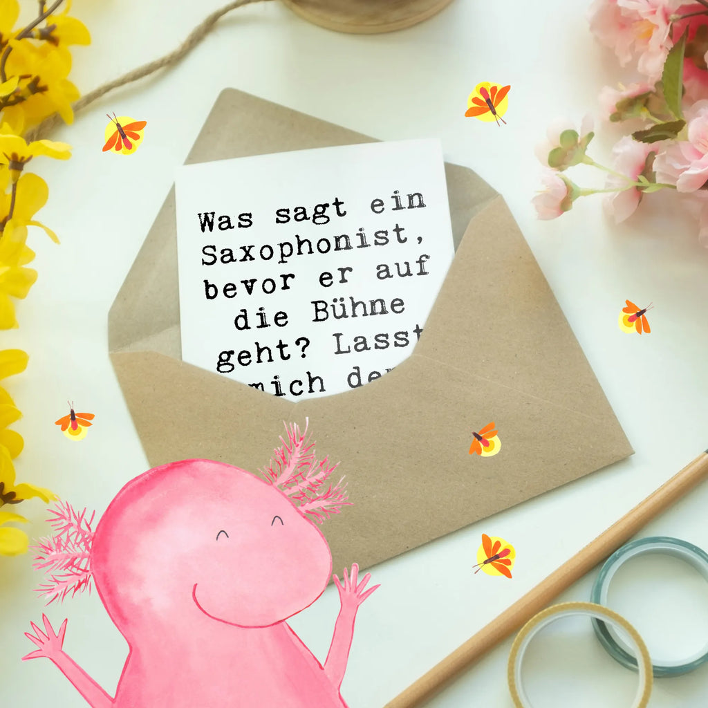 Greetings card Saying Was sagt ein Saxophonist, bevor er auf die Bühne geht? Lasst mich den Sax-appeal einschalten! Hochzeitskarte, Karte, Klappkarte, Einladungskarte, Grußkarte, Geburtstagskarte, Glückwunschkarte, Ansichtskarten, Instrumente, Geschenke Musiker, Musikliebhaber
